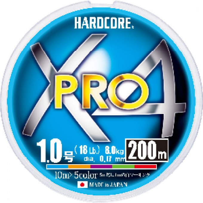 Плетеный шнур YO-ZURI DUEL PE HARDCORE X4 PRO 300m #1.2 5COLOR H3929